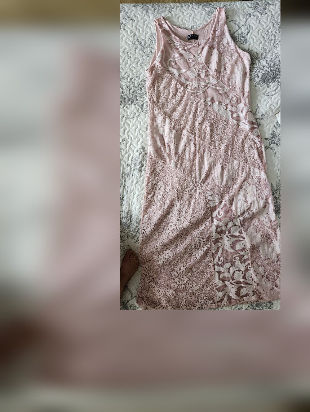 Bella Amore Blush Pink Lace Patchwork Maxi Dress